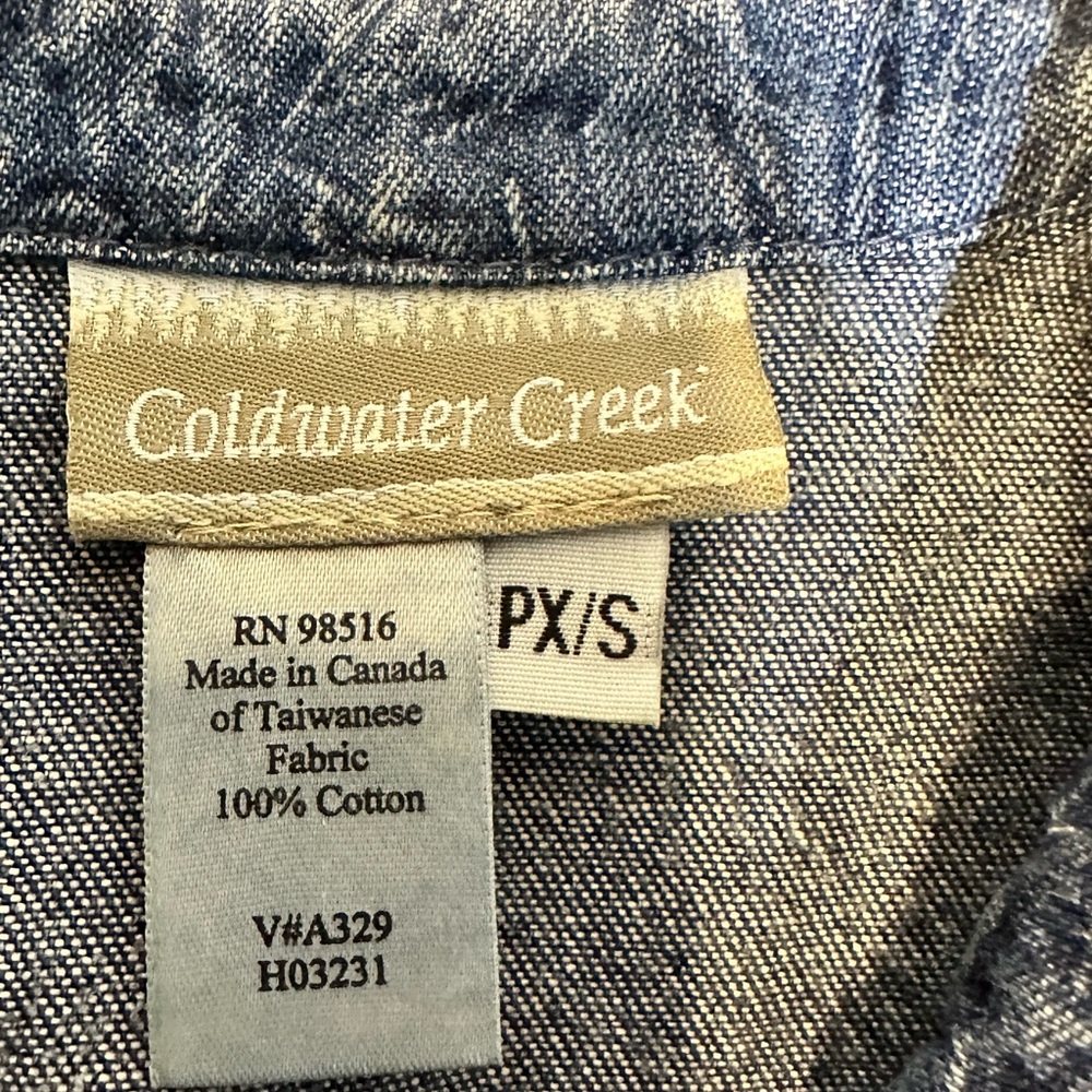Coldwater Creek Denim Dress Small Floral Print Buttons Long Jean Classic - Picture 5 of 7